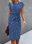 Damen Sommerkleid Elegant Abstrakt Polka Dots T-Shirt-Kleid Pendeln