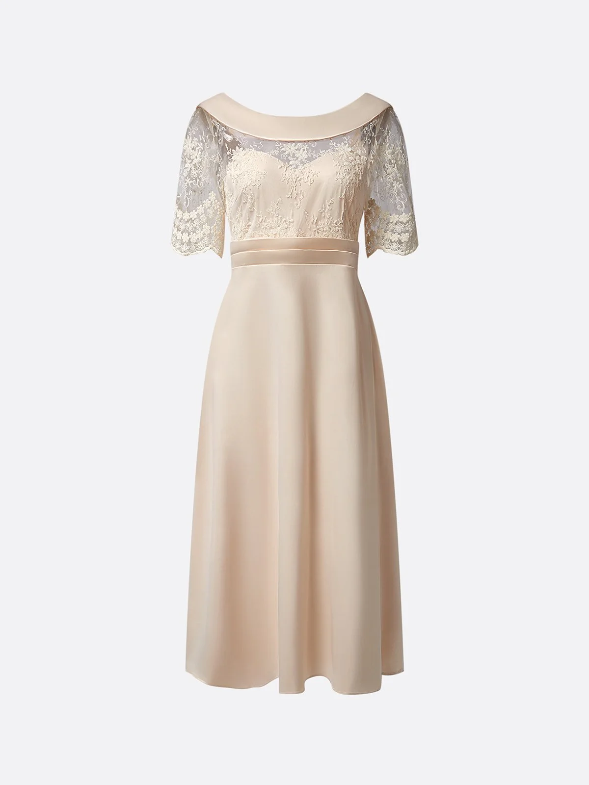 Damen Abendkleid Elegant Spitze Kleid Maxikleid U-Boot-Ausschnitt Satin Sommer Frühling Herbst Hochzeits Party Kleid