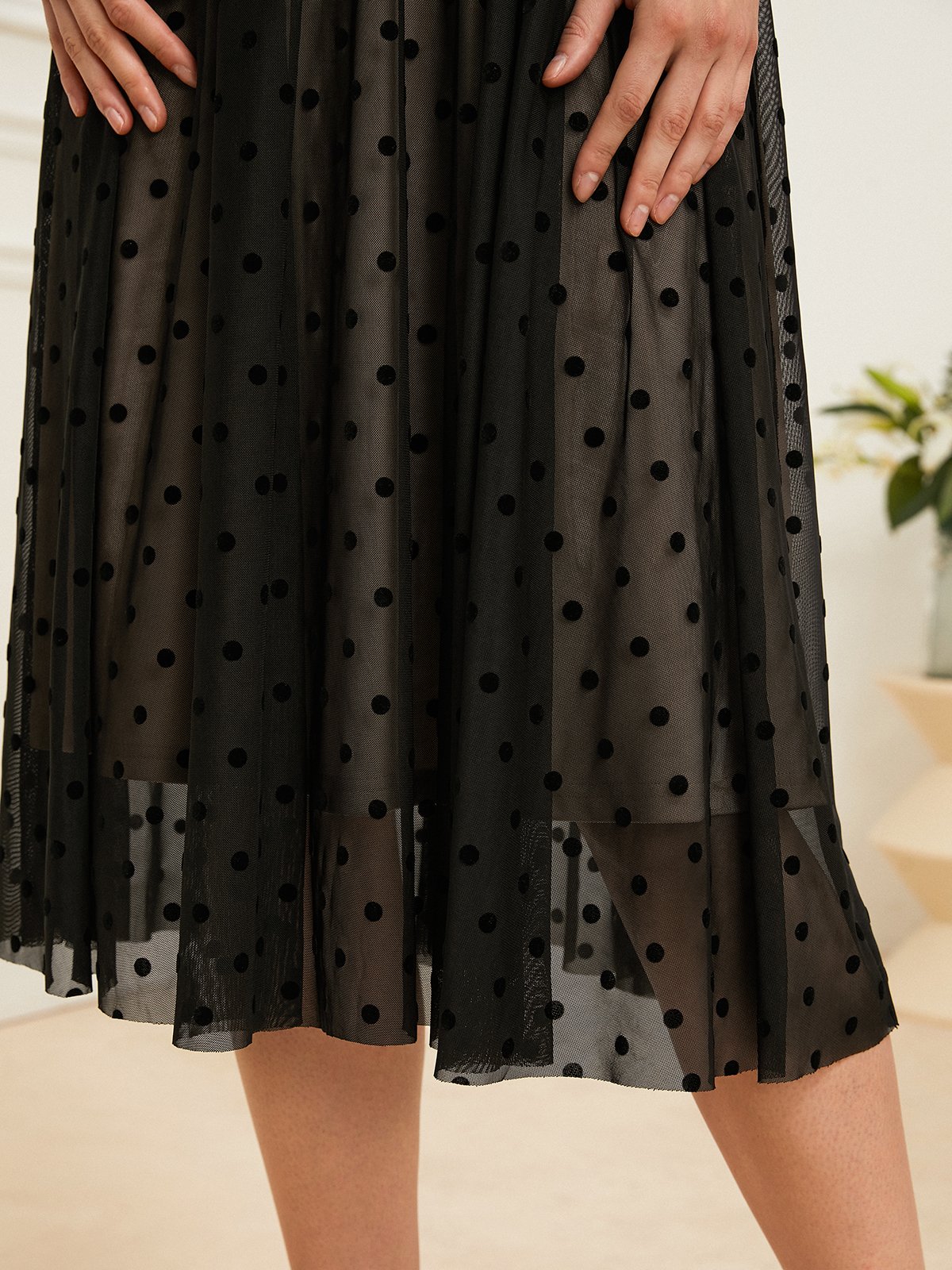 Elegant Polka Dots Regelmäßige Passform Kleid