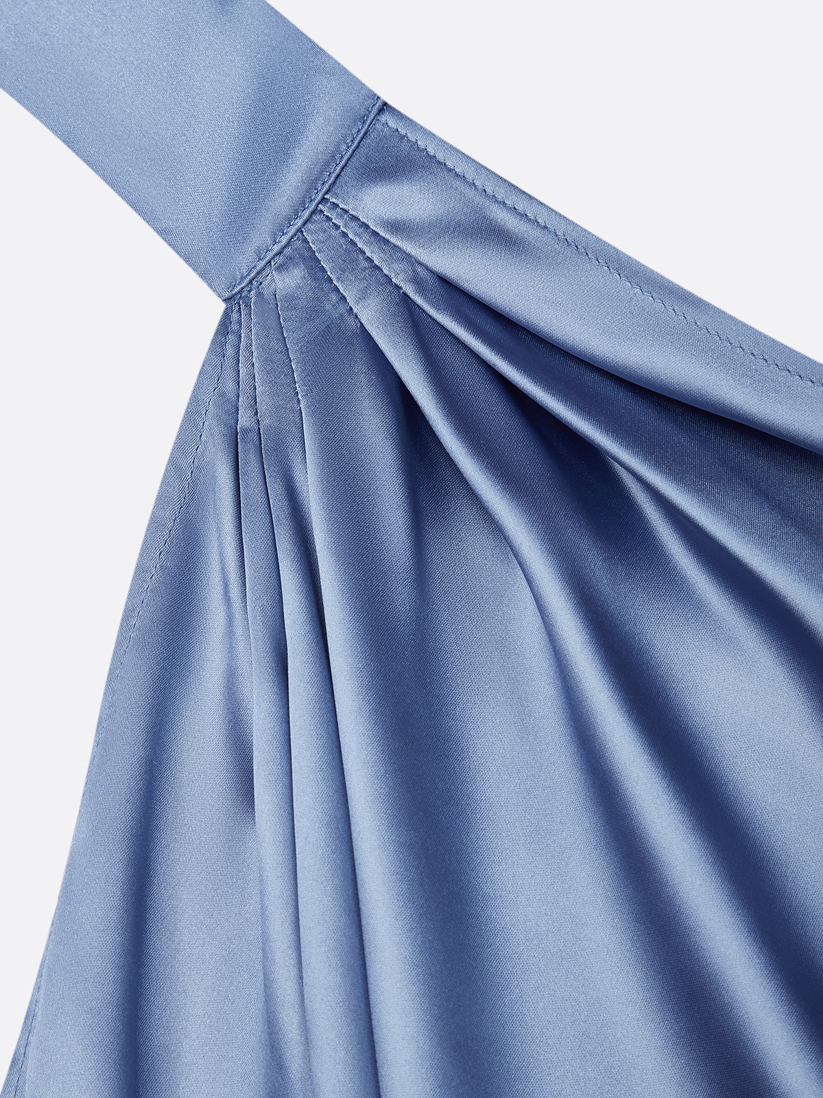 Damen Kurzarm Sommer Unifarben Knoten an der Front Kleid Rundhals Date Ausgehen Urban Midi X-Linie Blau