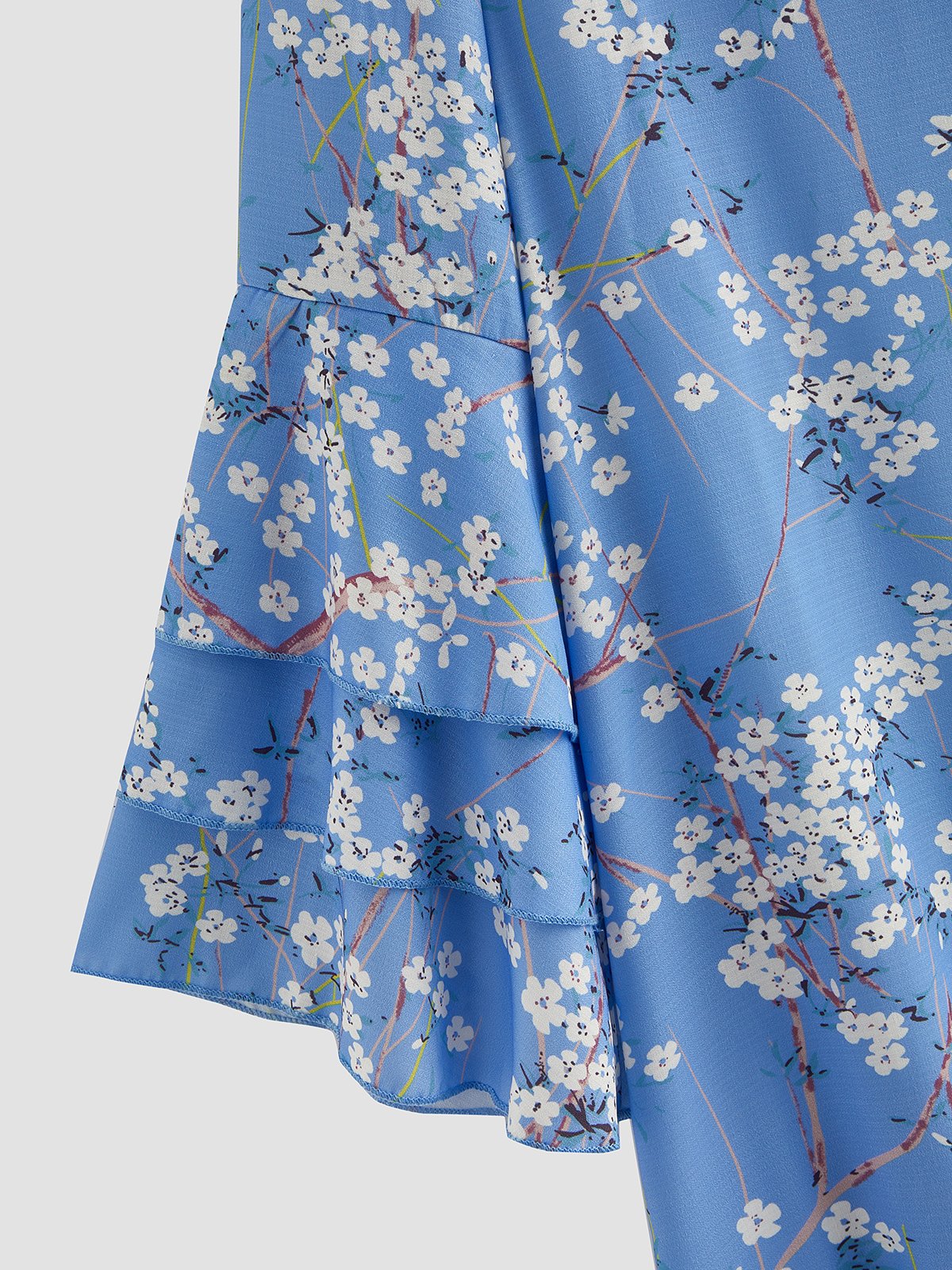 V-Ausschnit Kurzarm Böhmisches Gewebe Kleid mit Blumenmuster