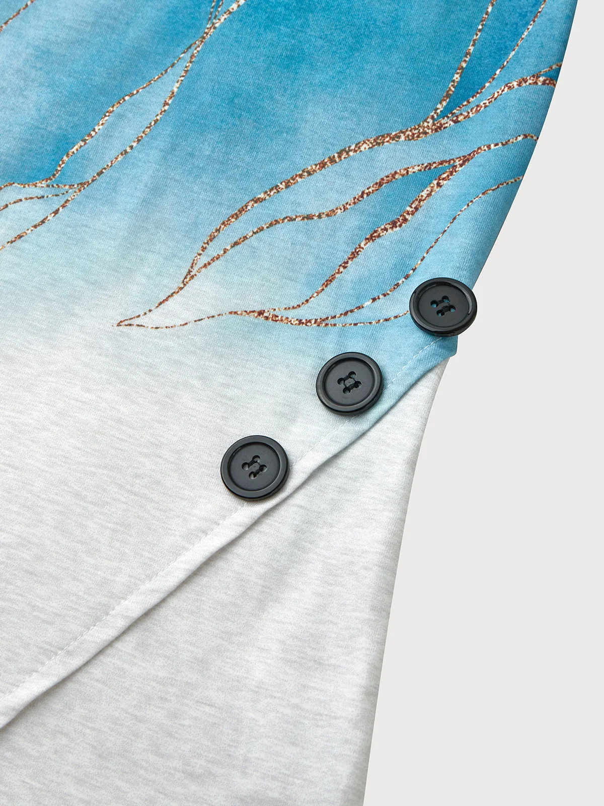 Farbverlauf irregulär Saum Knopf Weit Tunika T-shirt Bedrucken Größe Größen