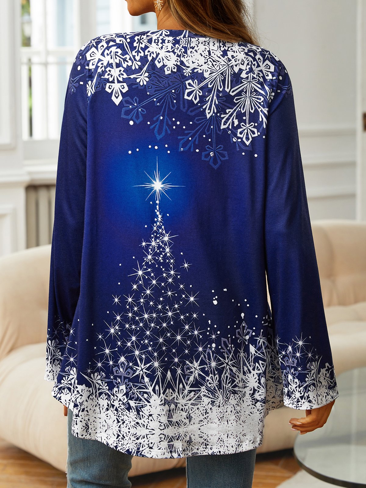 Weihnachten Schneeflocke Weit Lässig  T-Bluse
