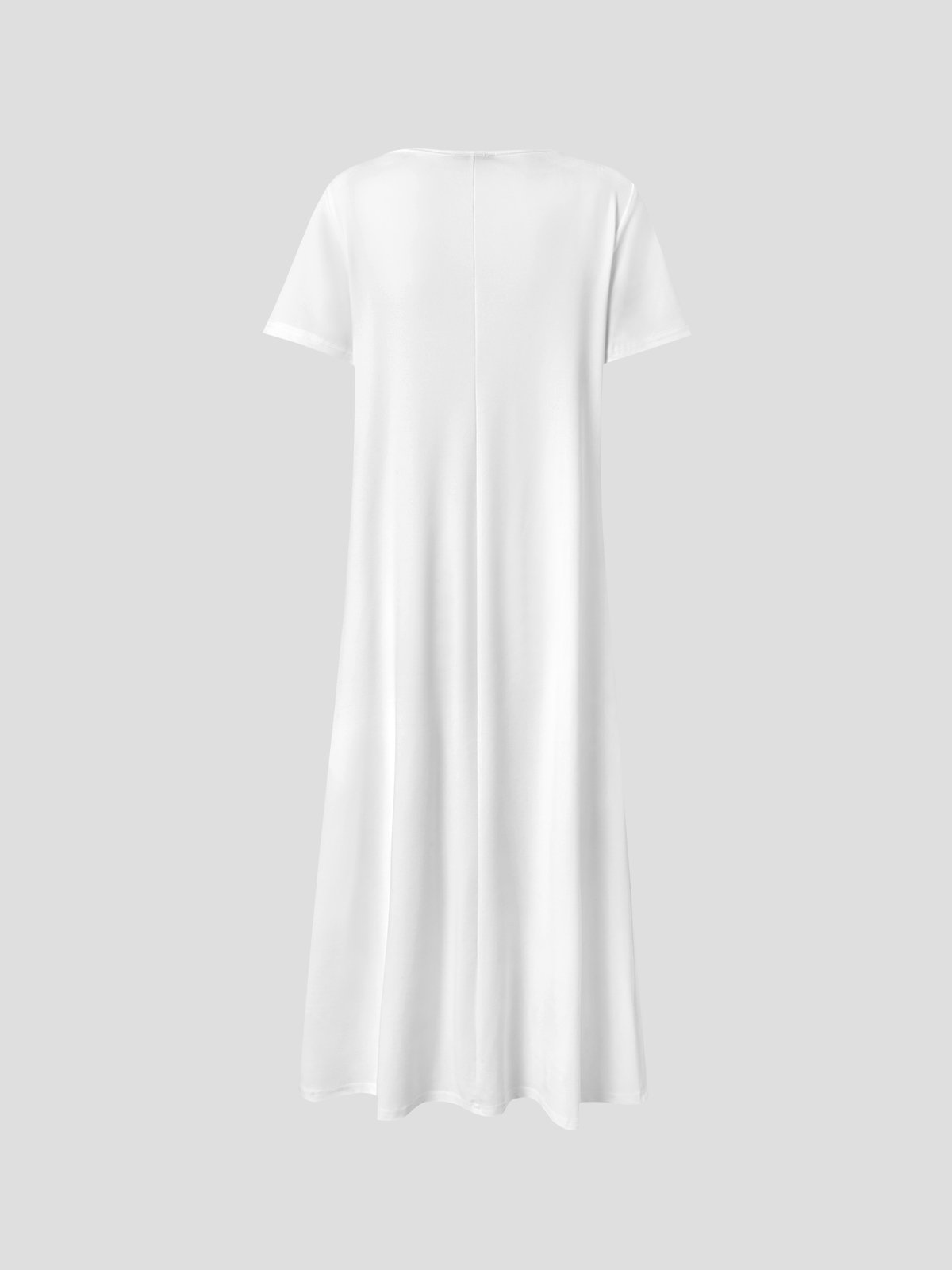 Lässig Unifarben V-Ausschnitt Kurzarm Stricken Kleid