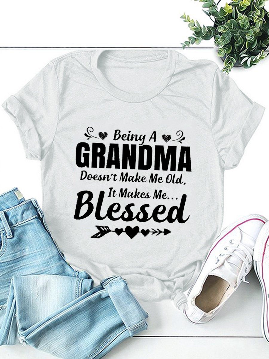 Damen Kurzarm T-Shirts T-Shirt Sommer Buchstabe Baumwollmischung Rundhals Ausgehen Lässig Oberteile
