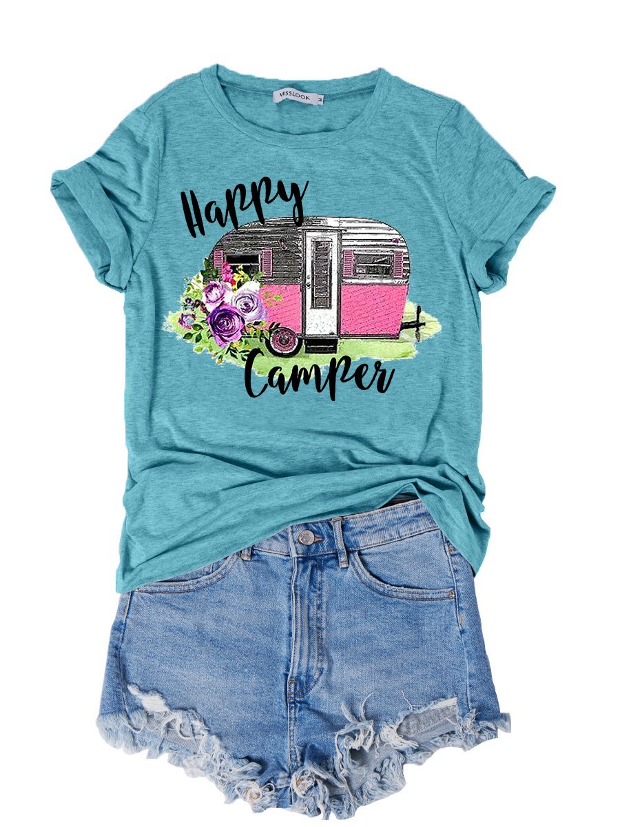 Damen Kurzarm T-Shirts T-Shirt Sommer Baumwolle Rundhals Ausgehen Lässig Oberteile