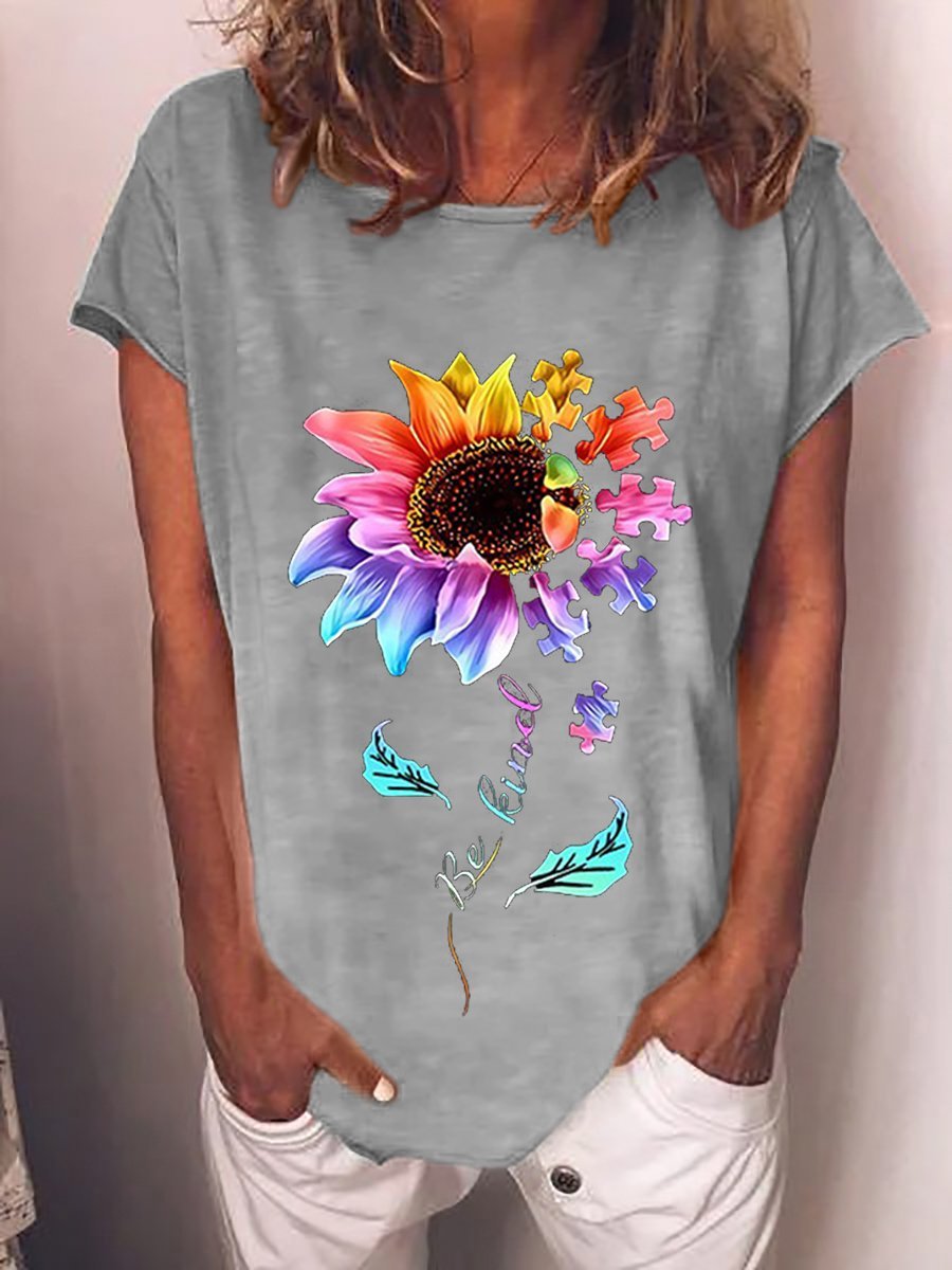 Damen Kurzarm T-Shirts T-Shirt Sommer Buchstabe Baumwollmischung Rundhals Ausgehen Lässig Oberteile