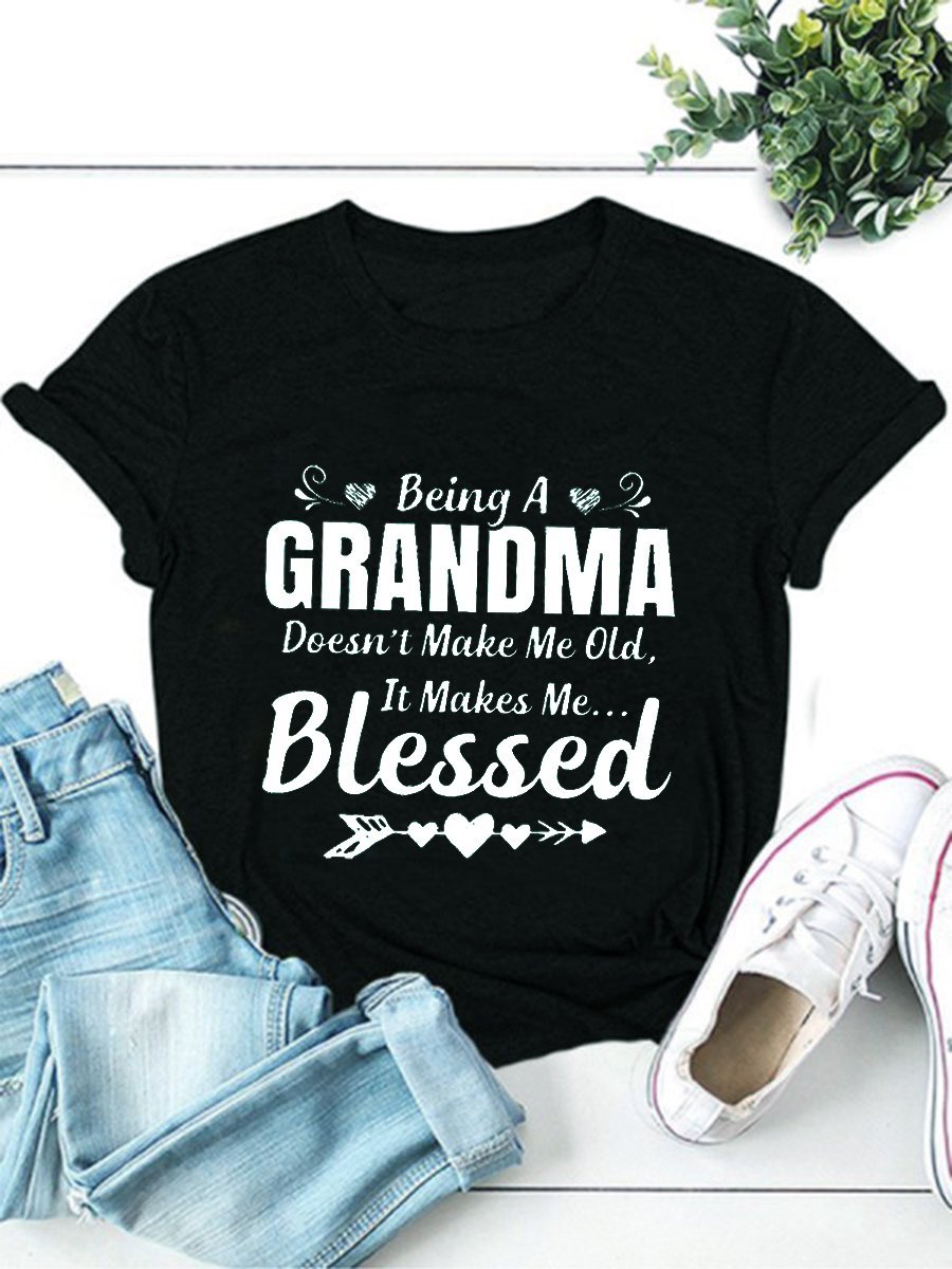 Damen Kurzarm T-Shirts T-Shirt Sommer Buchstabe Baumwollmischung Rundhals Ausgehen Lässig Oberteile