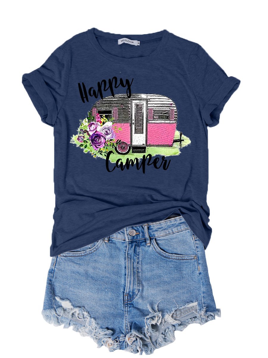 Damen Kurzarm T-Shirts T-Shirt Sommer Baumwolle Rundhals Ausgehen Lässig Oberteile