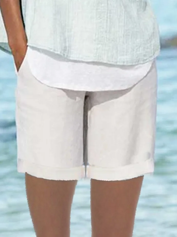 Damen Gerade Hosen Strand Ausgehen Hose Lässig Baumwolle Sommer Hose