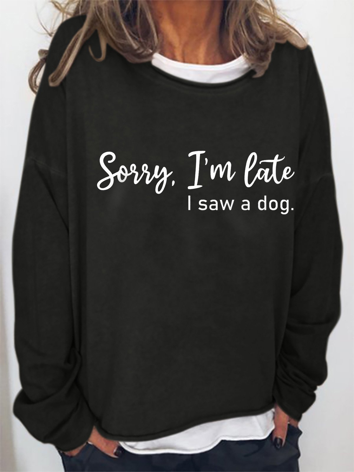 Damen Buchstabe Rundhals Lässig Frühling/Herbst Langarm Sweatshirt