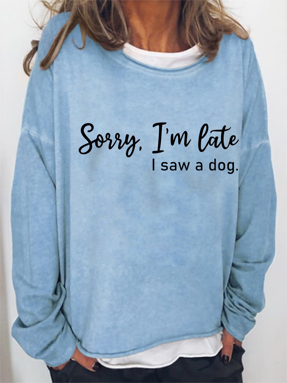 Damen Buchstabe Rundhals Lässig Frühling/Herbst Langarm Sweatshirt