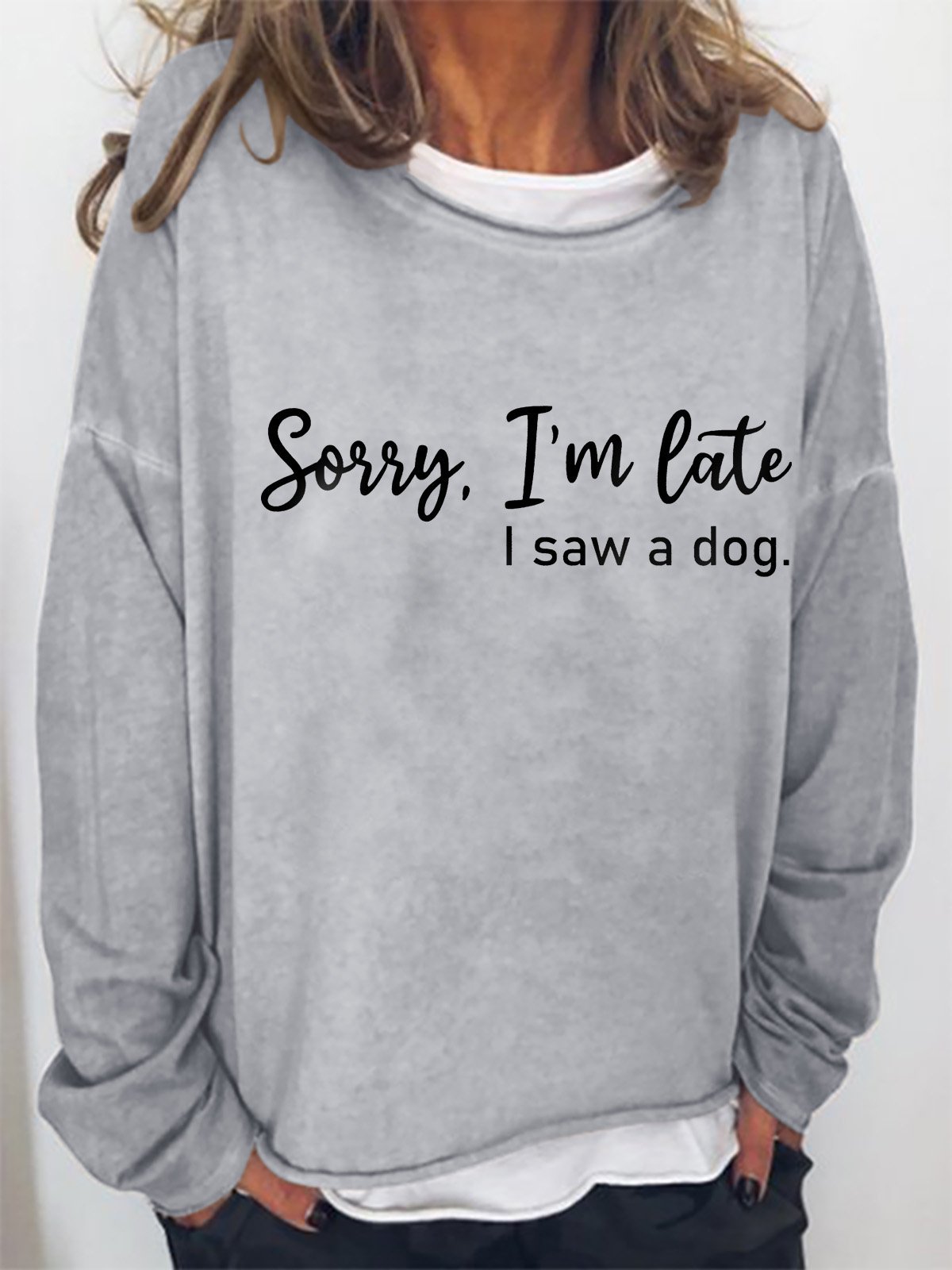 Damen Buchstabe Rundhals Lässig Frühling/Herbst Langarm Sweatshirt