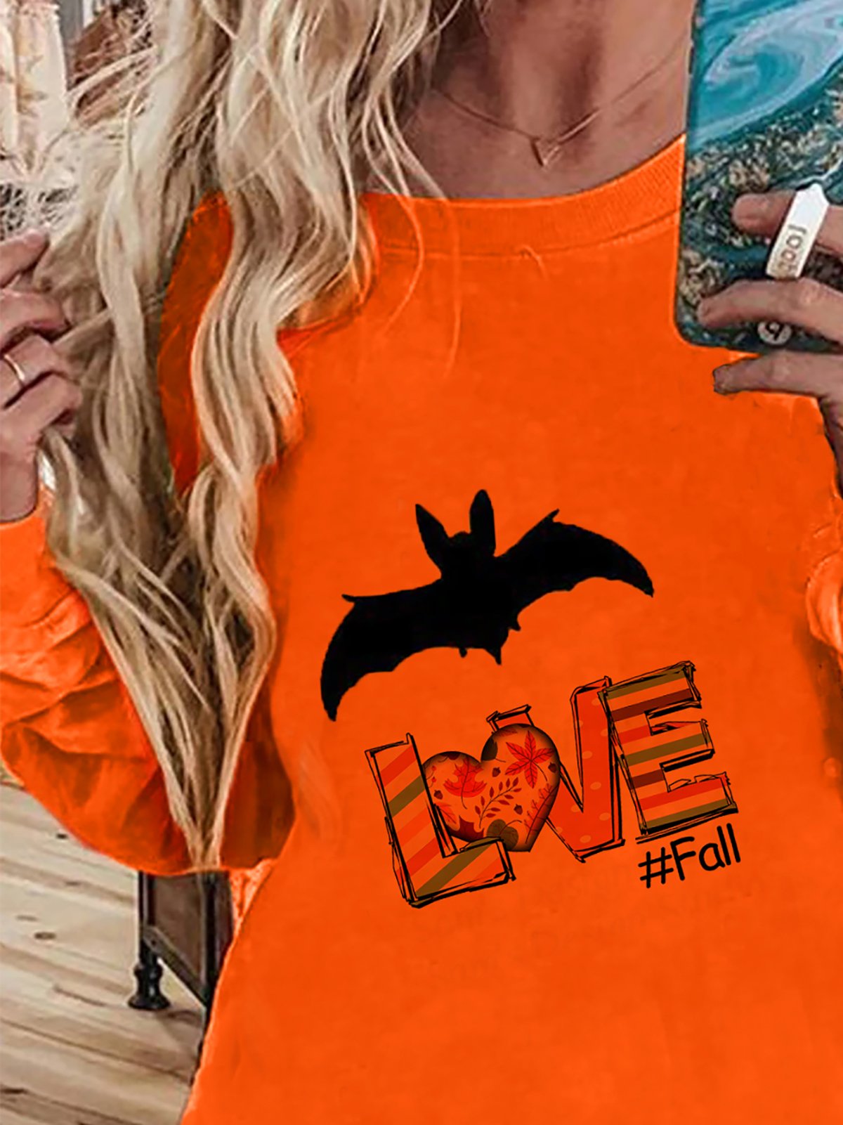 Halloween Print Sweatshirt mit Rundhals