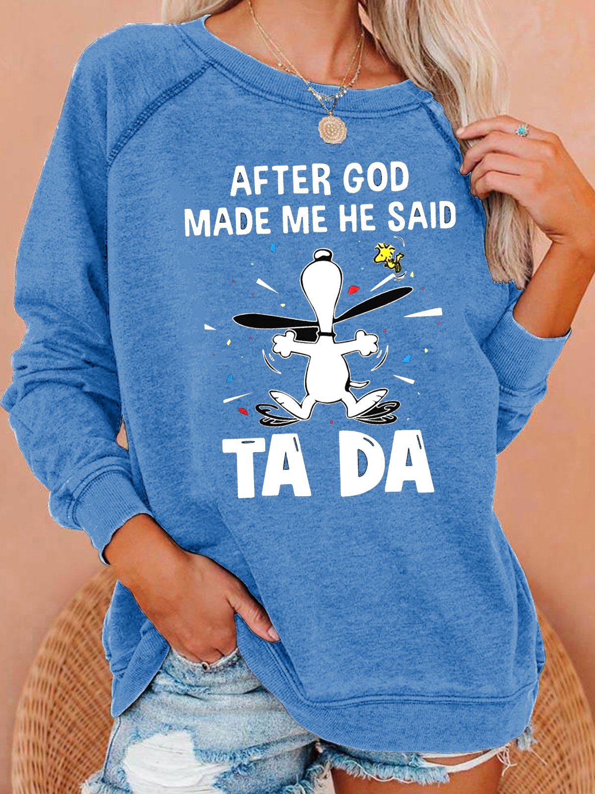 Damen Rundhals Malerei Lässig Herbst Langarm Sweatshirt
