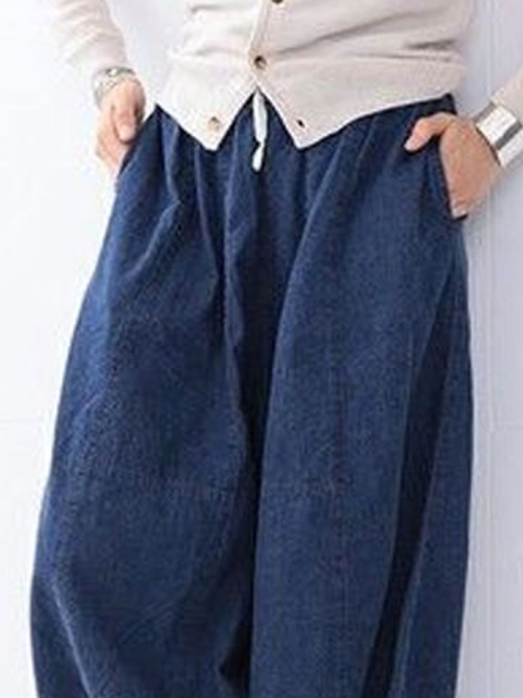 Lässig Baumwollgemisch Unifarben Hosen