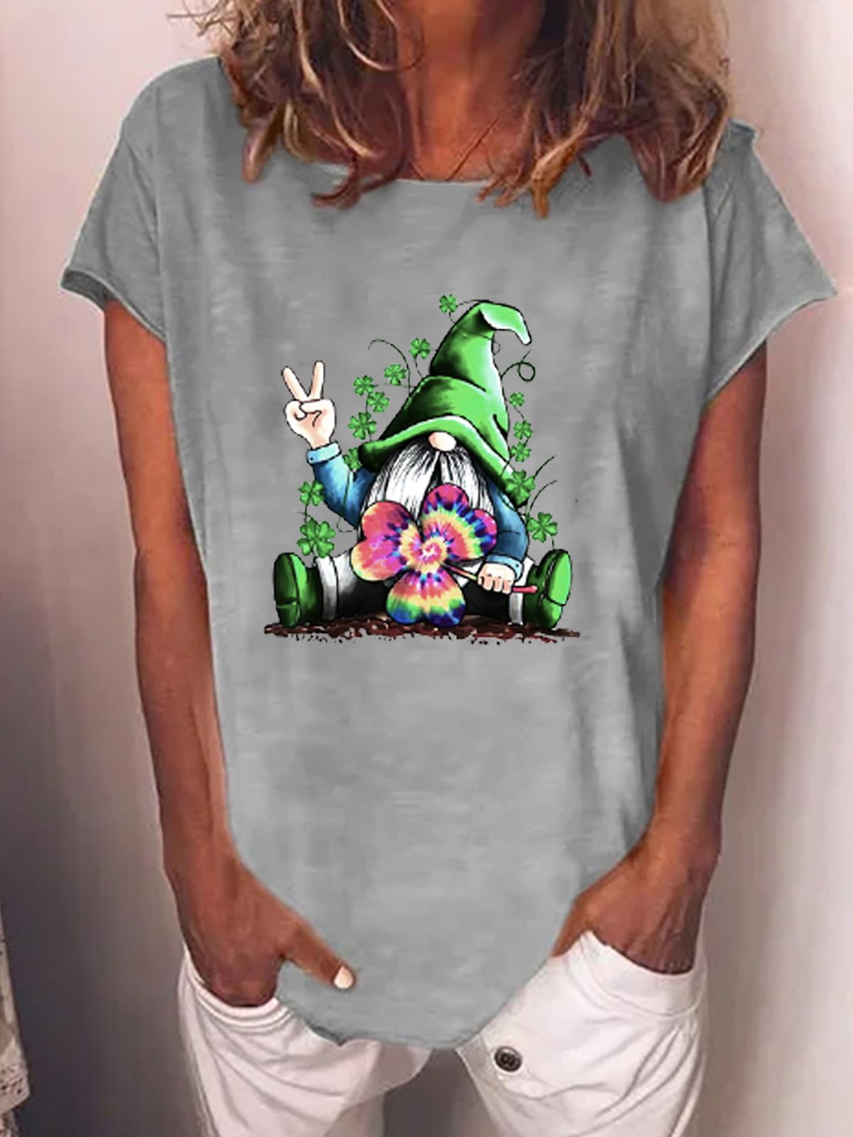 Damen Kartoon Kurzarm T-Shirts T-Shirt Rundhals Lässig Sommer Oberteile