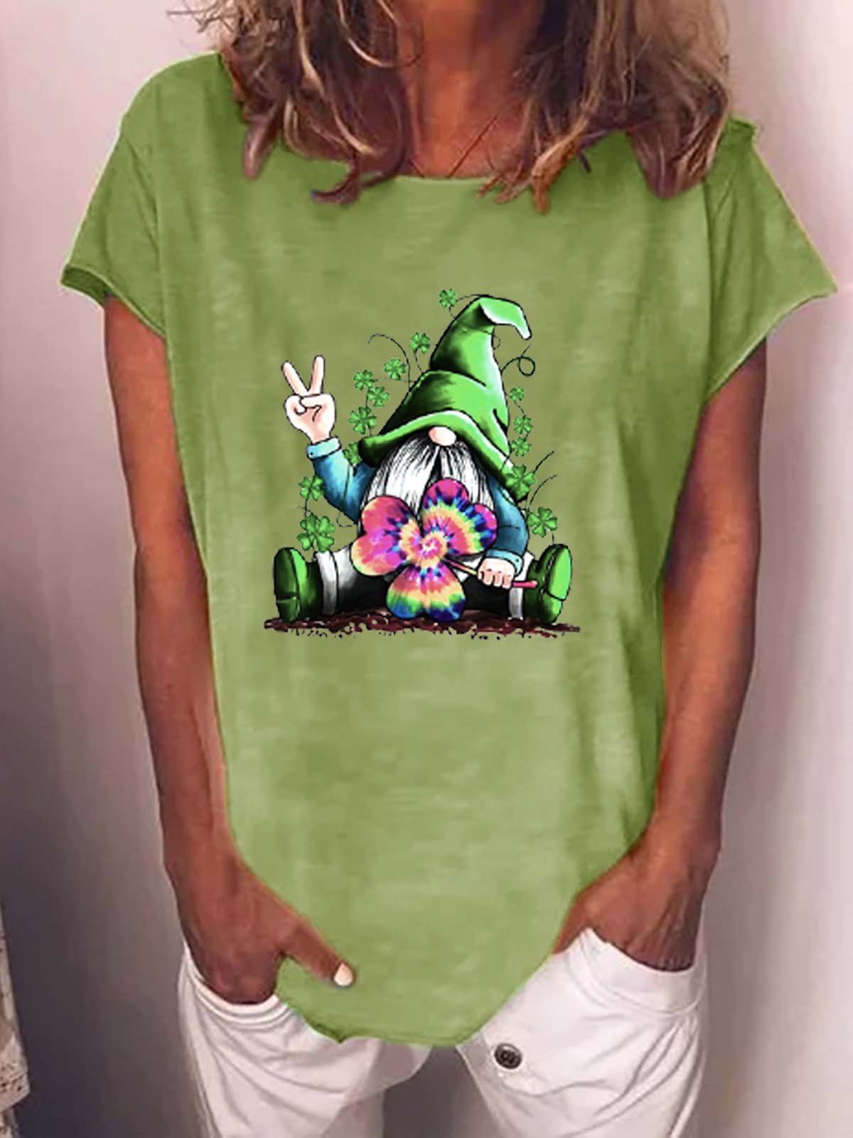 Damen Kartoon Kurzarm T-Shirts T-Shirt Rundhals Lässig Sommer Oberteile