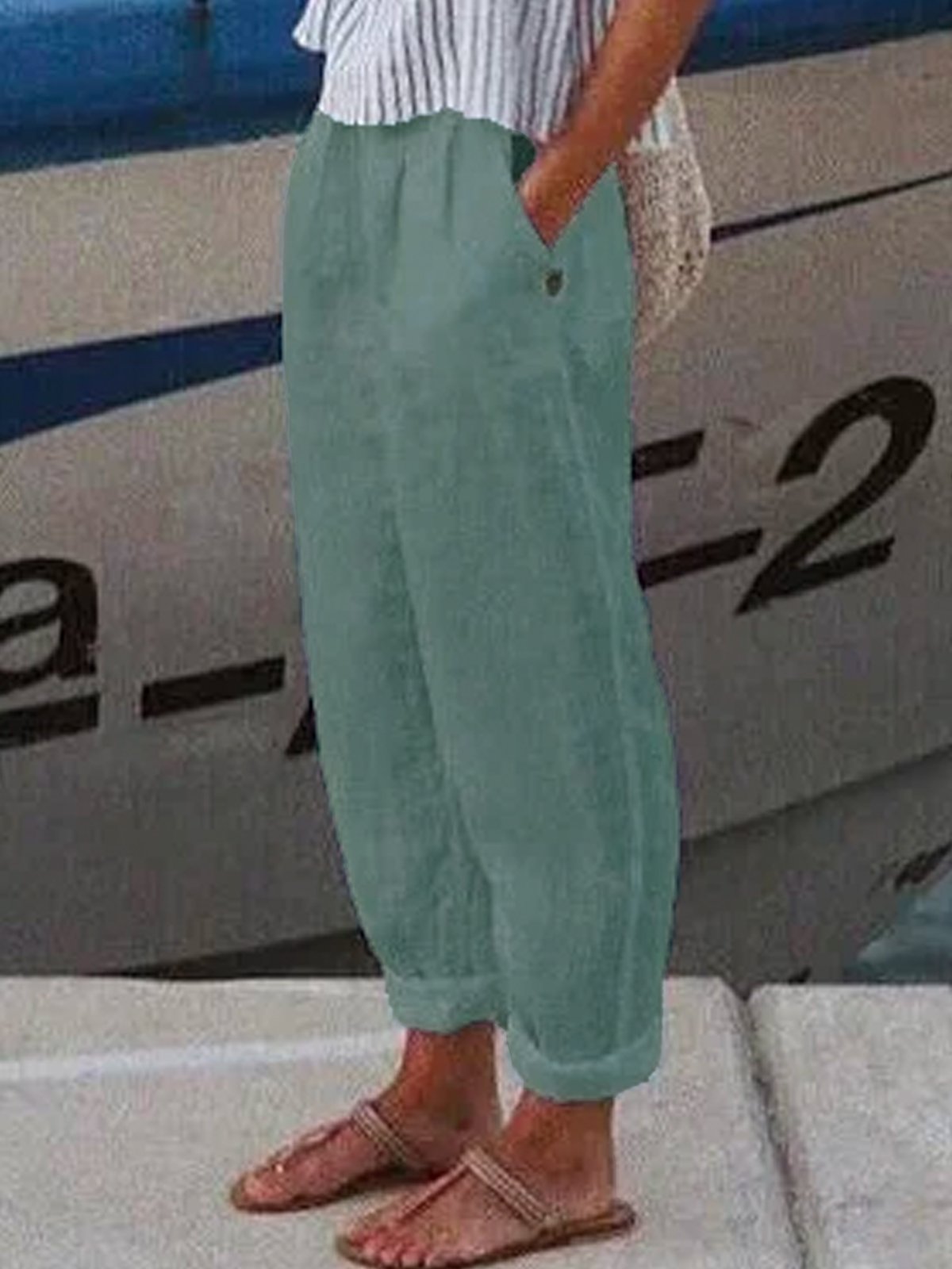 Damen Hose Elastische Taille Rübenhose Täglich Ausgehen Lässig Baumwolle Unifarben Frühling/Herbst Hose
