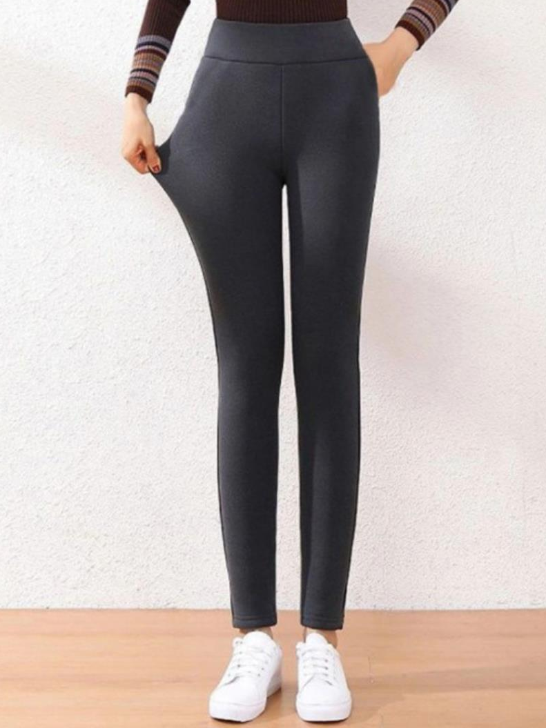 Damen Lässig Unifarben Lammwolle Frühling/Herbst Lang Leggings