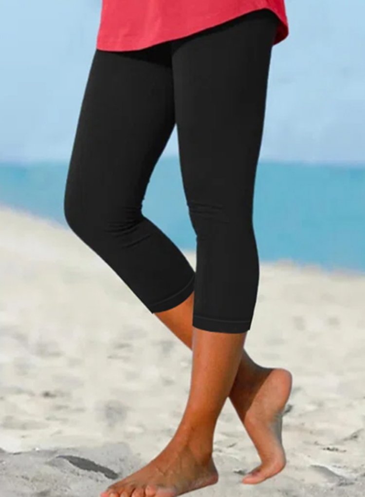 Damen Unifarben Lässig Alle Jahreszeiten Fünfte Hose Leggings
