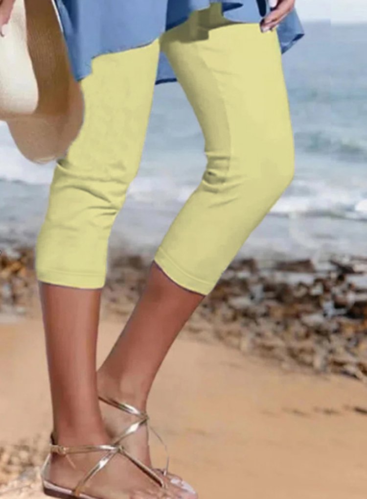 Damen Unifarben Lässig Alle Jahreszeiten Fünfte Hose Leggings