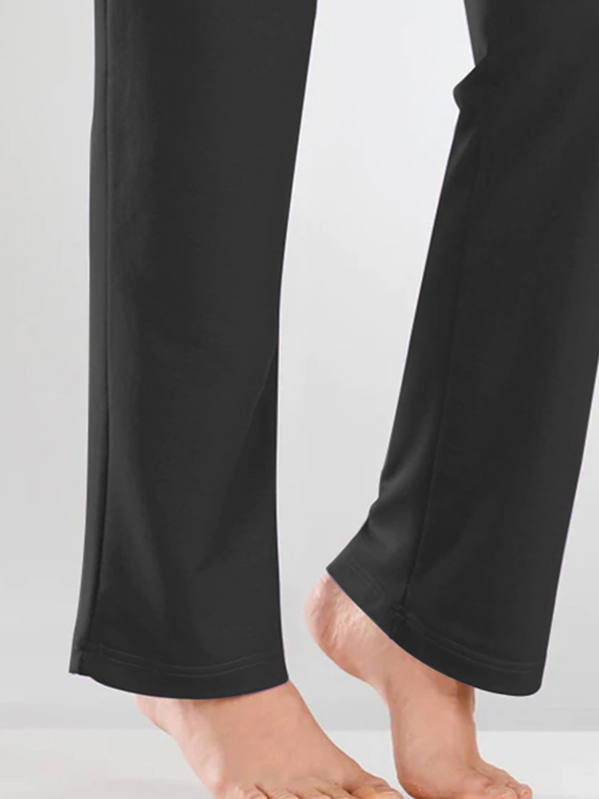 Damen Lässig Unifarben Herbst Tunnelzug Hose mit Weitem Bein Baumwollmischung Lang Mittel Elastizität Regelmäßig Größe Freizeithose