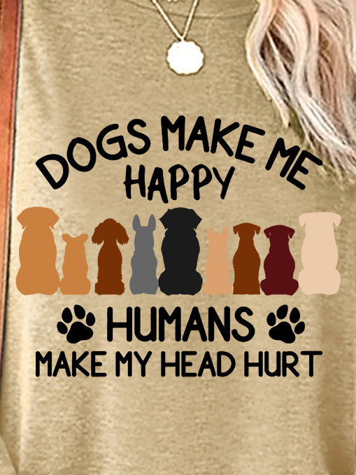 Damen Langarm Bluse Frühling/Herbst Hund Polyester Baumwolle Rundhals Täglich Ausgehen Lässig Oberteile