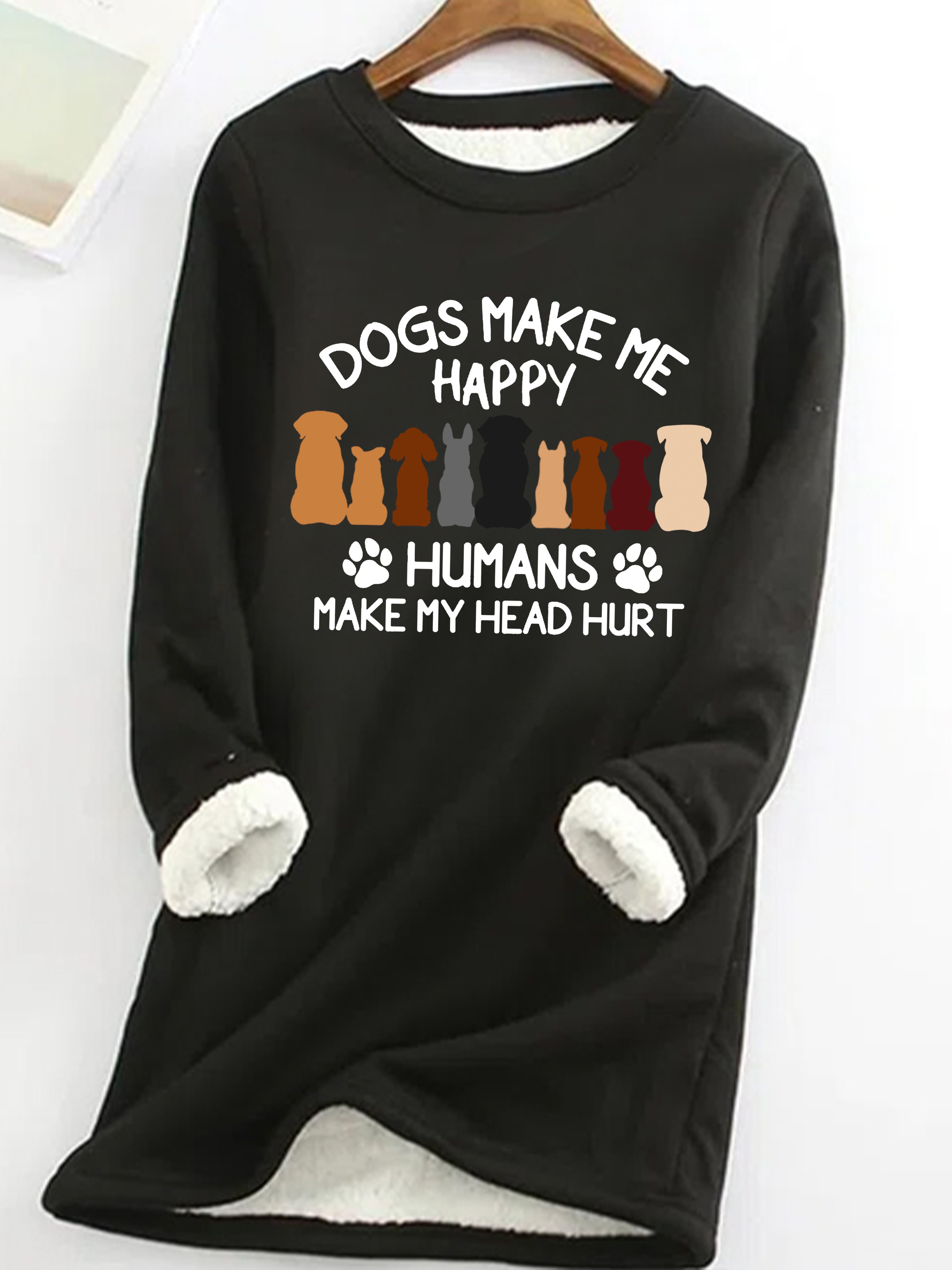 Damen Rundhals Hund Einfach Frühling/Herbst Langarm Sweatshirt