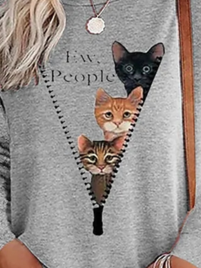 drei Katzen Sonde Weit Rundhals T-Bluse Bedrucken