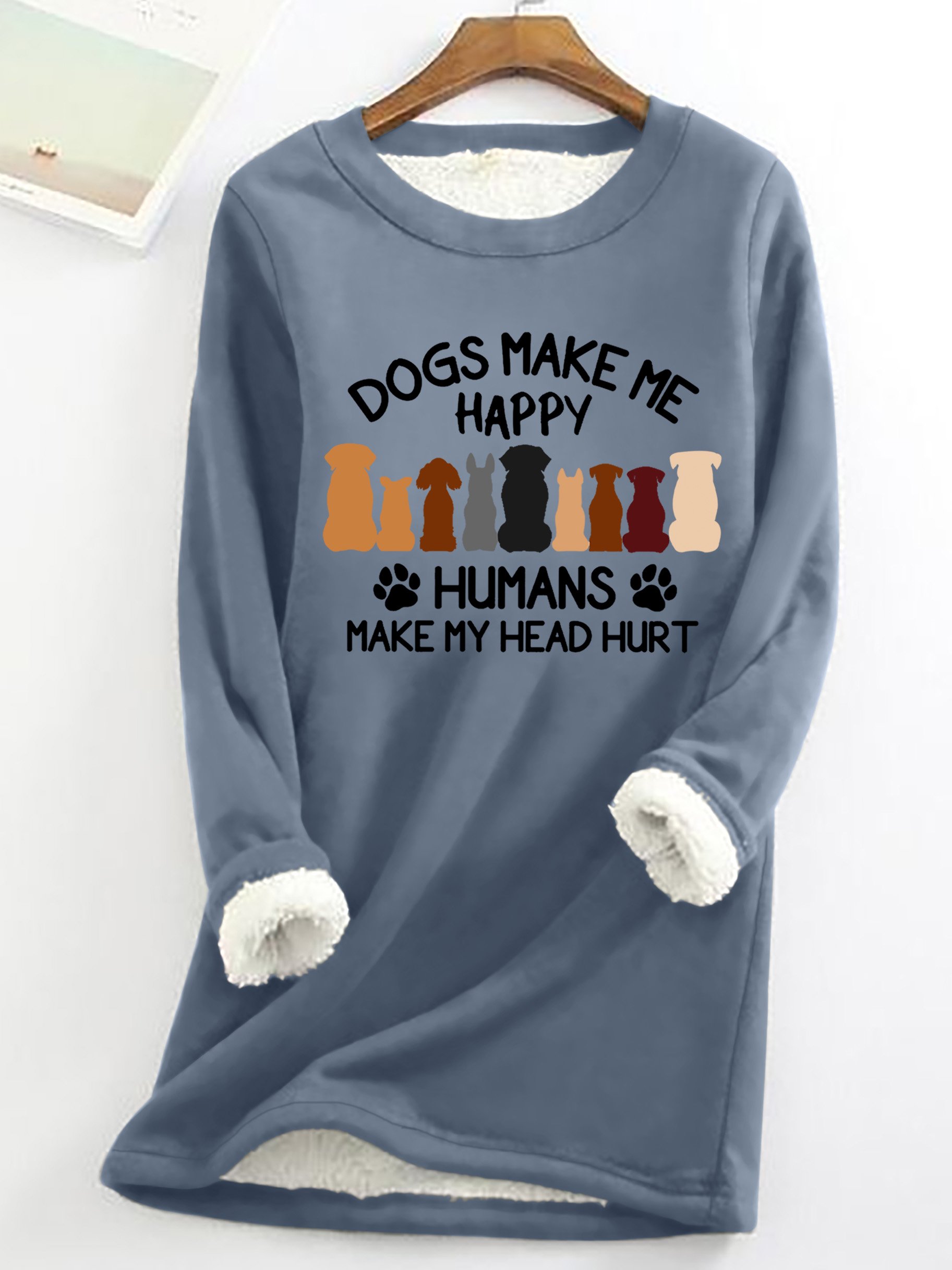 Damen Rundhals Hund Einfach Frühling/Herbst Langarm Sweatshirt