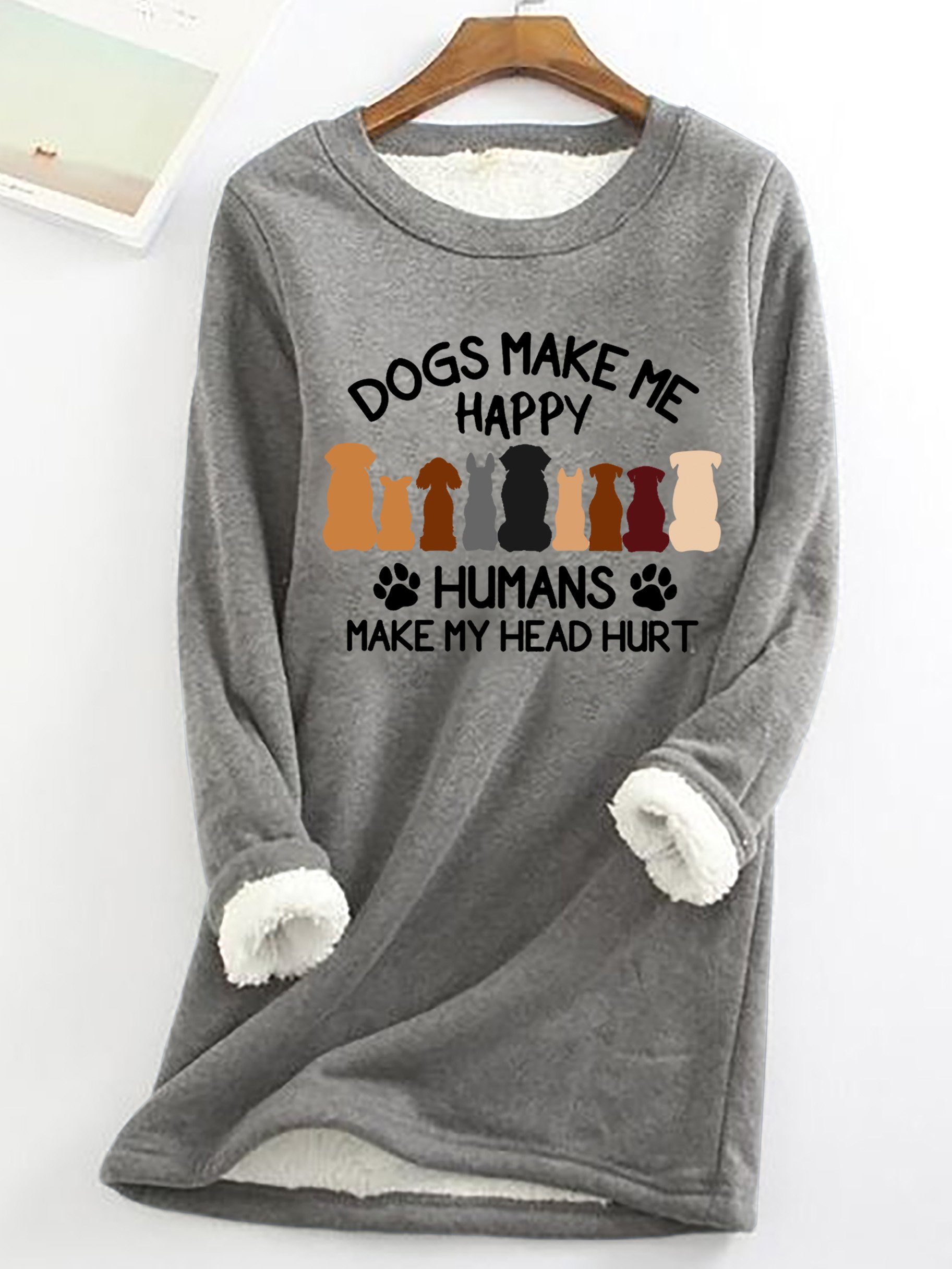 Damen Rundhals Hund Einfach Frühling/Herbst Langarm Sweatshirt