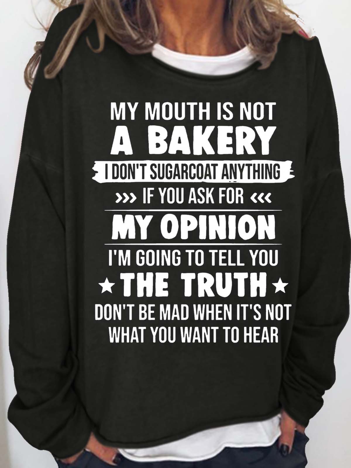 Damen Textbriefe Rundhals Lässig Frühling/Herbst Langarm Sweatshirt