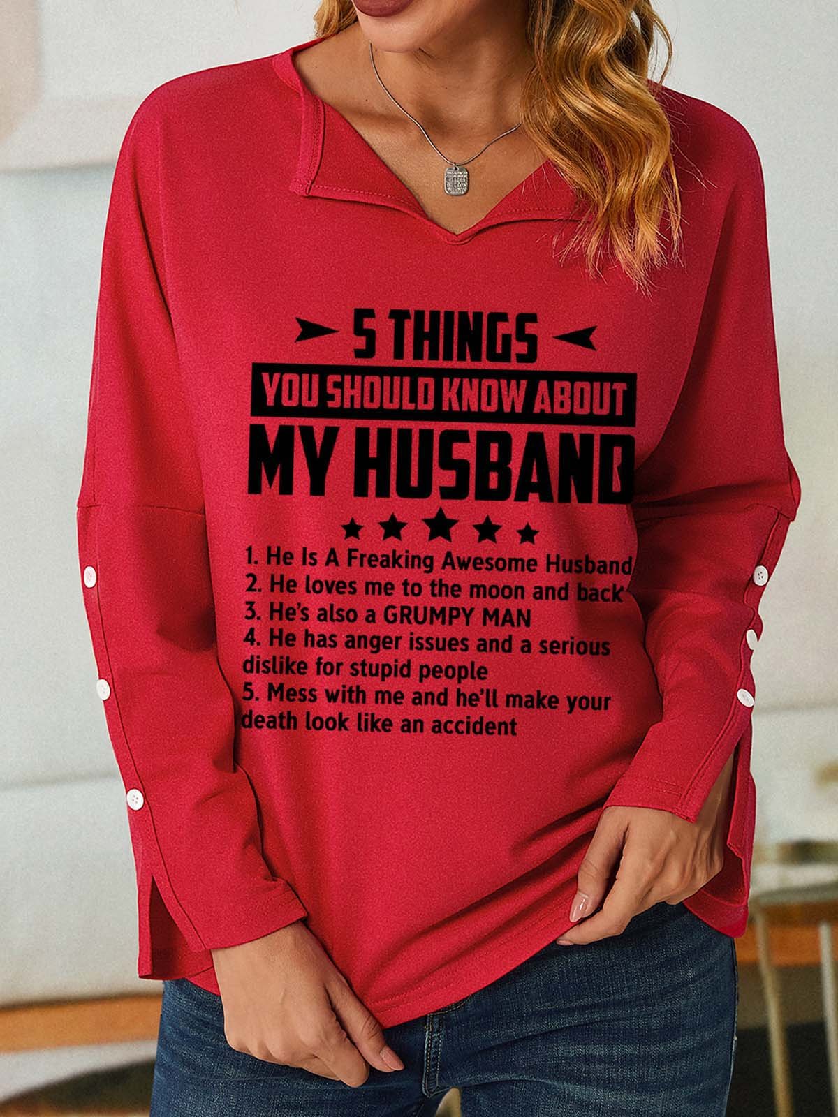Damen Textbriefe V-Ausschnitt Einfach Frühling/Herbst Langarm Sweatshirt