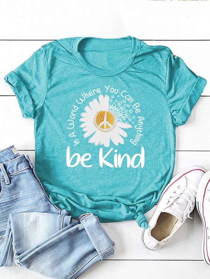 Damen Geblümt Kurzarm T-Shirts T-Shirt Rundhals Lässig Sommer Oberteile