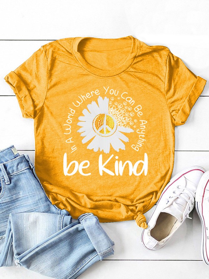 Damen Geblümt Kurzarm T-Shirts T-Shirt Rundhals Lässig Sommer Oberteile