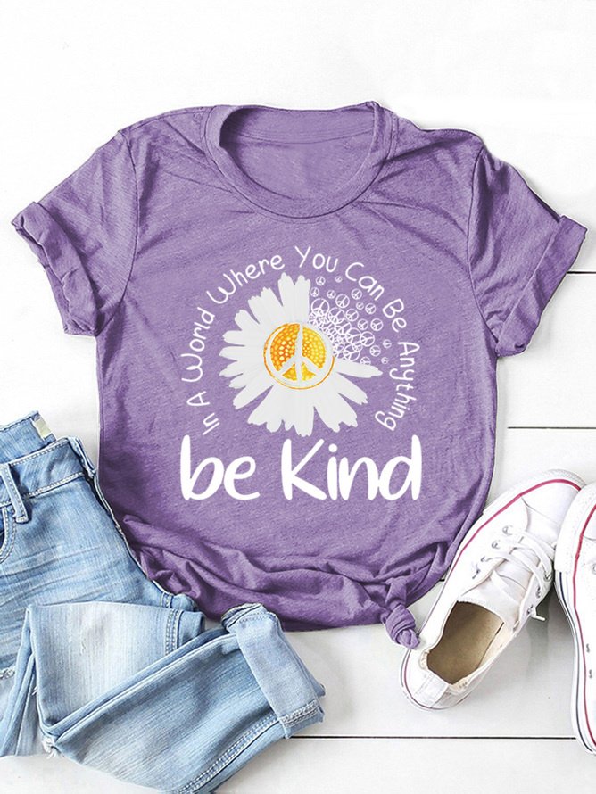 Damen Geblümt Kurzarm T-Shirts T-Shirt Rundhals Lässig Sommer Oberteile