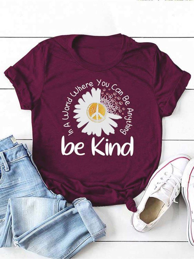 Damen Geblümt Kurzarm T-Shirts T-Shirt Rundhals Lässig Sommer Oberteile