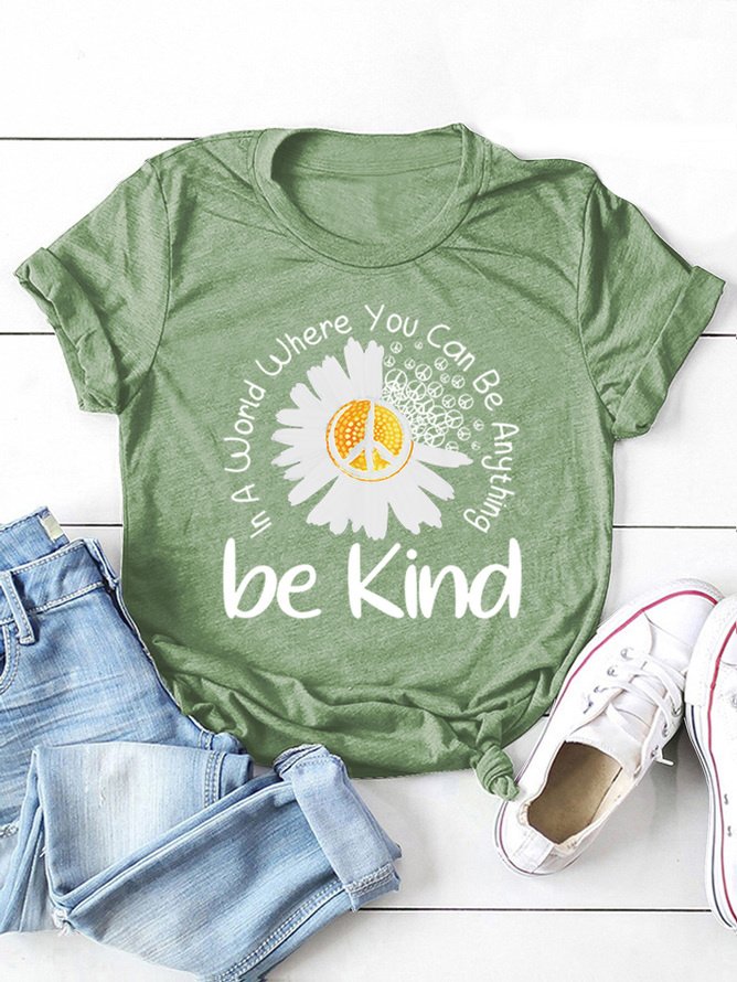 Damen Geblümt Kurzarm T-Shirts T-Shirt Rundhals Lässig Sommer Oberteile