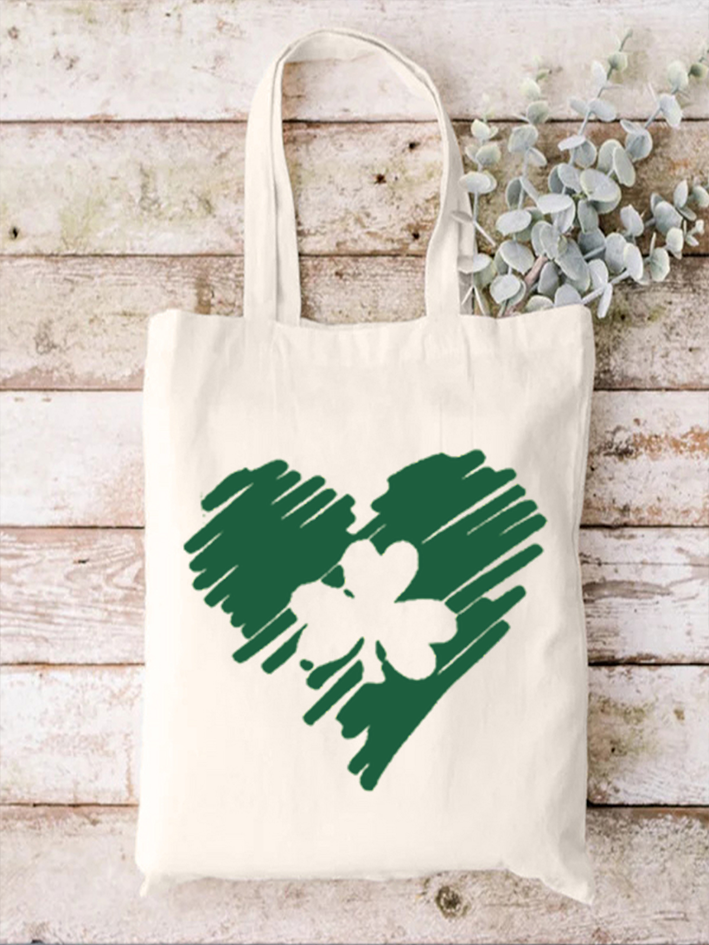 Damen NS Patricks Day Baumwollmischung Einfach Vierblatt Einkaufen Tote