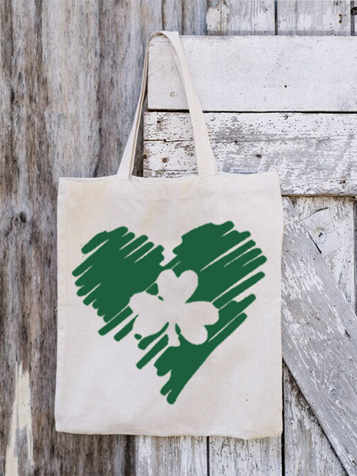 Damen NS Patricks Day Baumwollmischung Einfach Vierblatt Einkaufen Tote