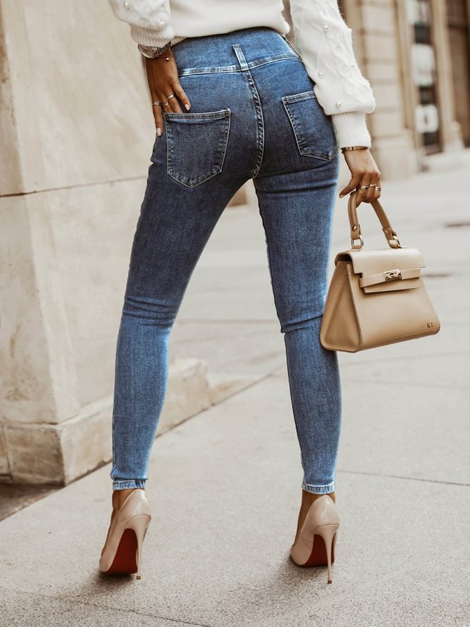 Lässig Regelmäßige Passform Denim Jeans