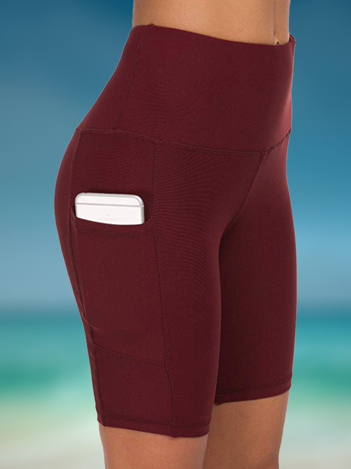 Lässig Unifarben Tasche Patchwork Bikini Unterseite