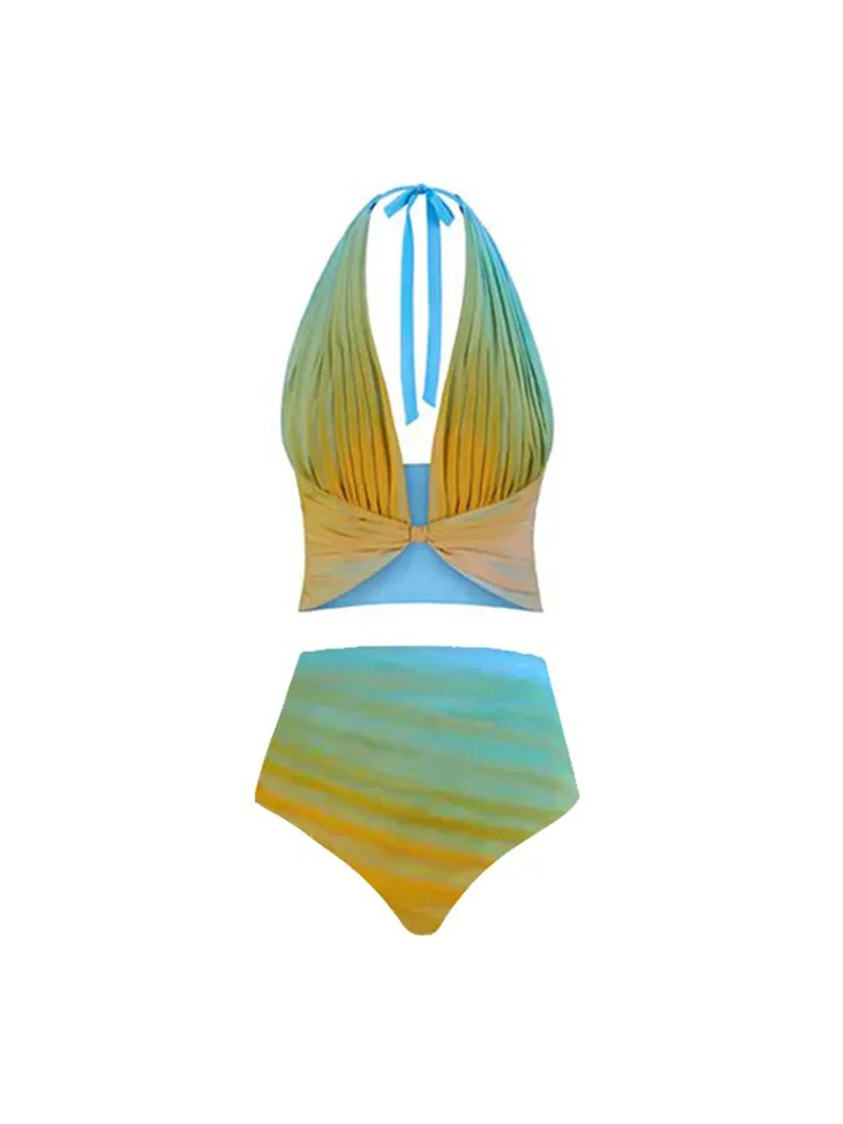 Print Farbverlauf Lässig V-Ausschnitt Bikini Mit Abdeckung oben