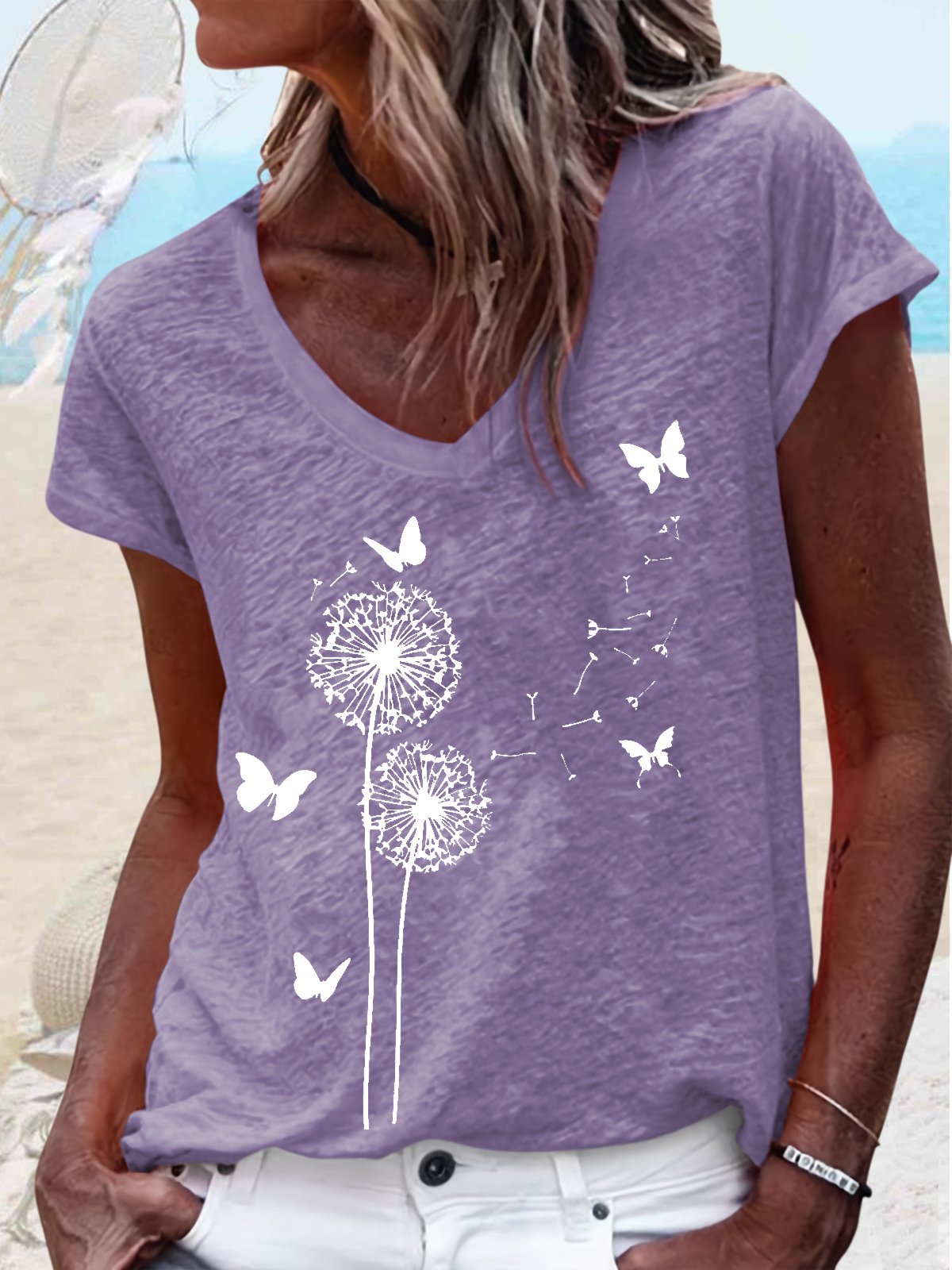 Damen Unifarben Kurzarm T-Shirts T-Shirt V-Ausschnitt Lässig Sommer Oberteile