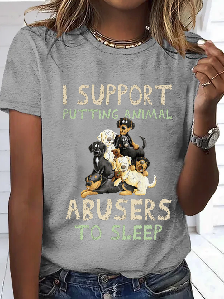 Damen Kurzarm T-Shirts T-Shirt Sommer Hund Baumwolle Rundhals Täglich Ausgehen Einfach Oberteile