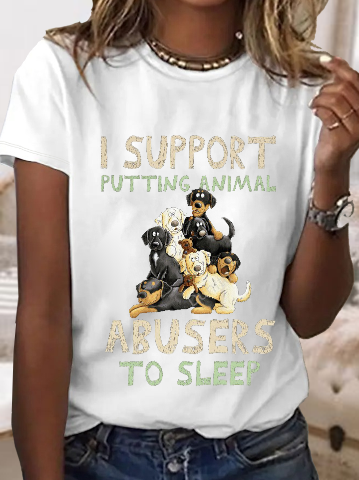 Damen Kurzarm T-Shirts T-Shirt Sommer Hund Baumwolle Rundhals Täglich Ausgehen Einfach Oberteile