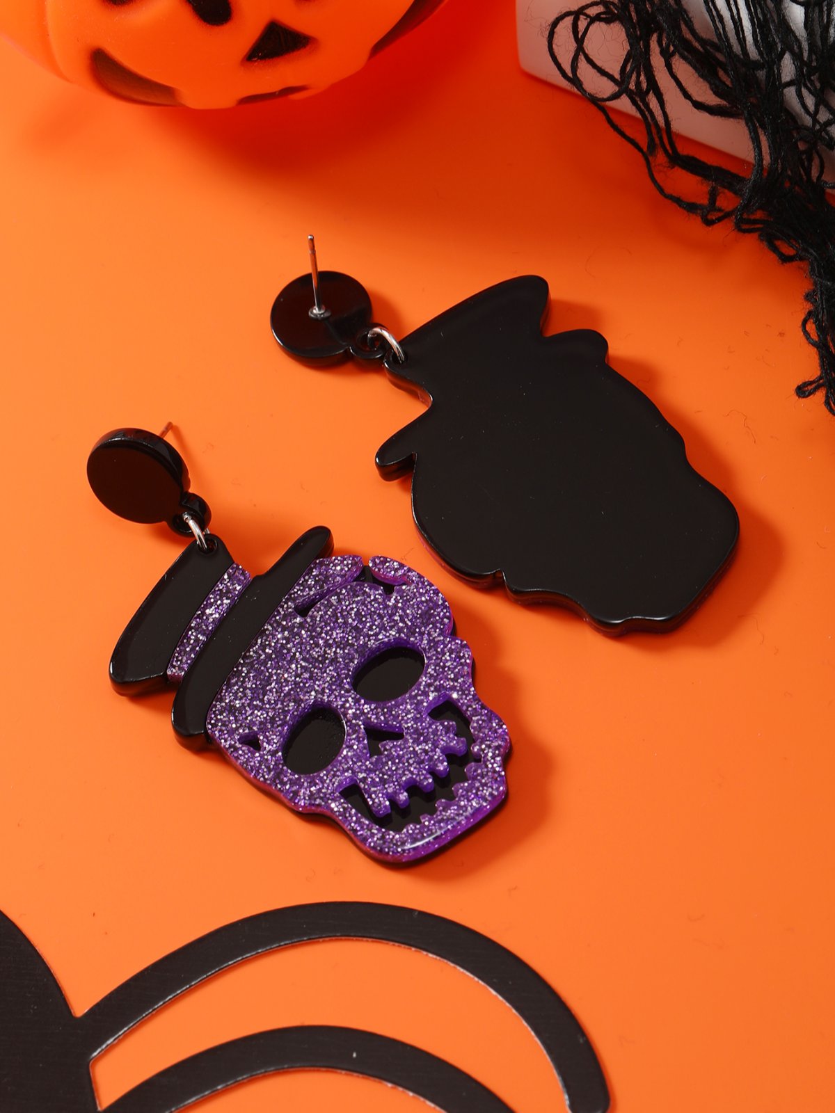 Halloween Glitzernd Schädel Hut Zucht Ohrringe