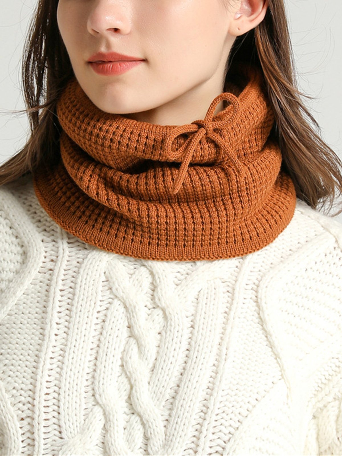 Damen Wärme Kunstpelz Halsmanschette Gestrickt Hut