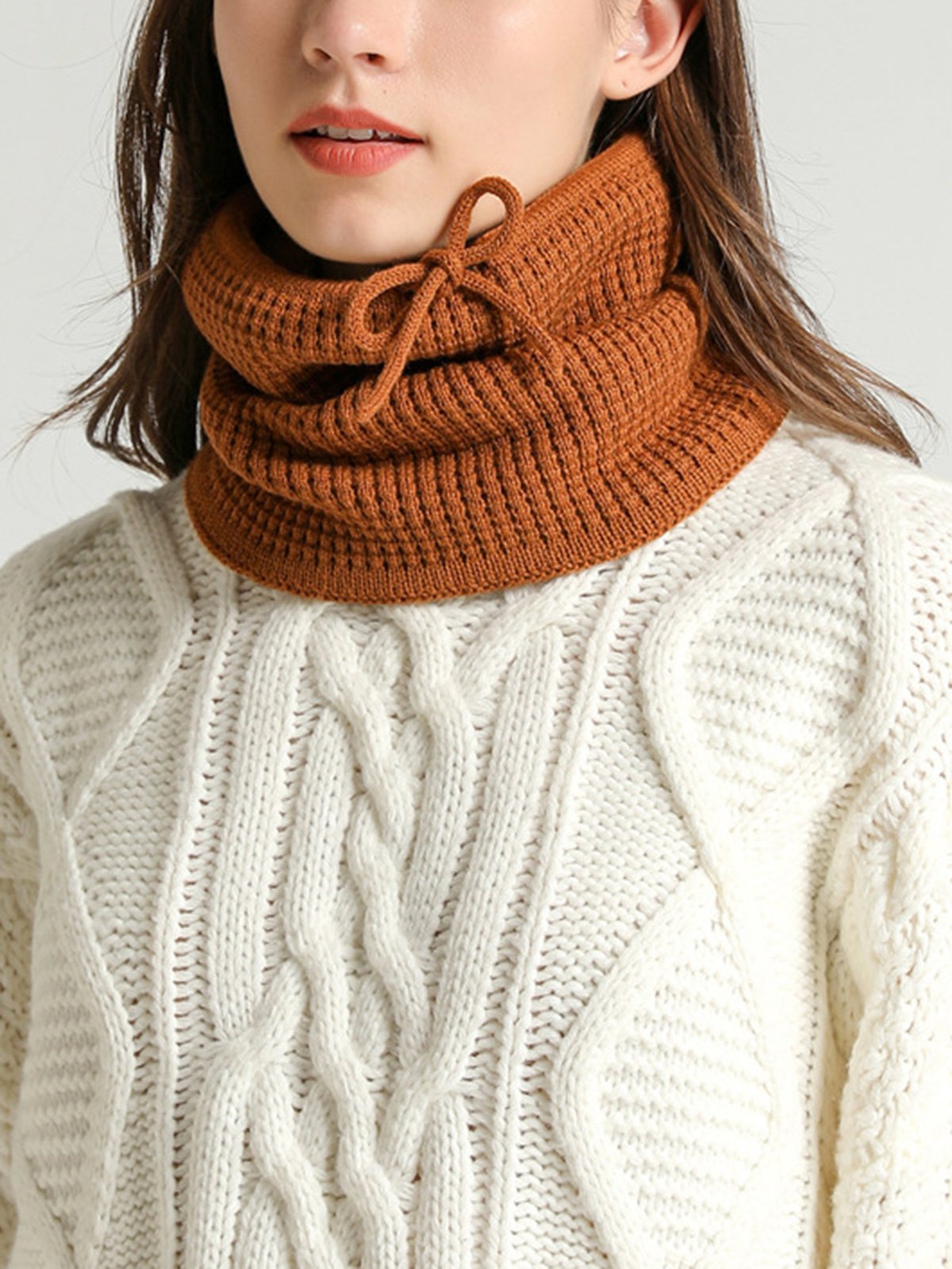 Damen Wärme Kunstpelz Halsmanschette Gestrickt Hut